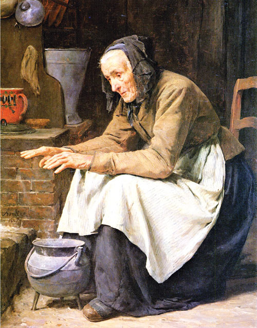 Albert Samuel Anker’in “Old age ” adlı yağlı boya tablosu