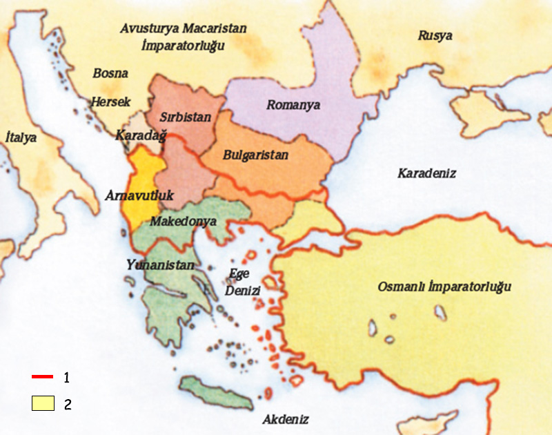 Balkanlar'da savaş öncesi harita