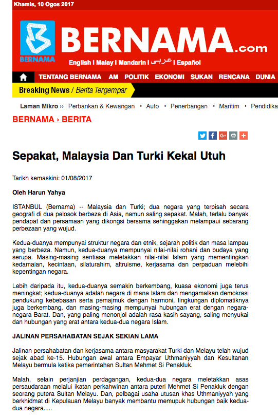 Malaysia Turki Contoh Terbaik