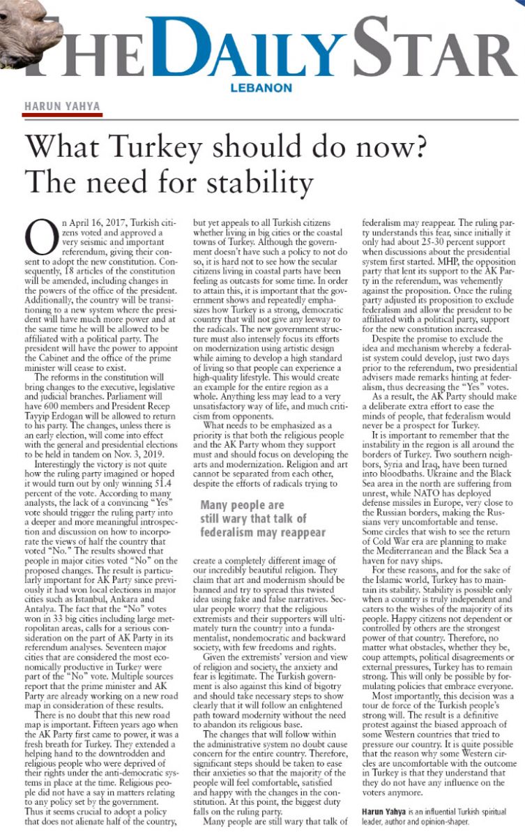  What Turkey should do now? The need for stability