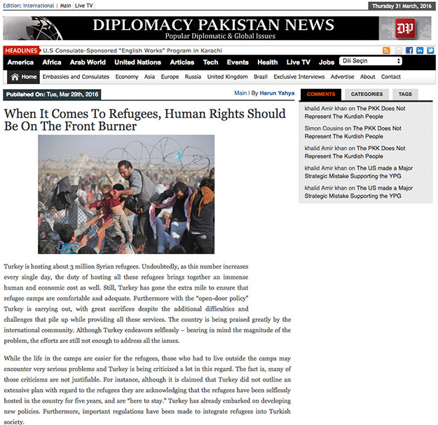 diplomacy pakistan_adnan_oktar_refugees_human_rights_front_burner