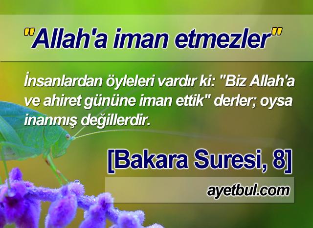 Allah'a iman etmezler. (Bakara Suresi, 8)