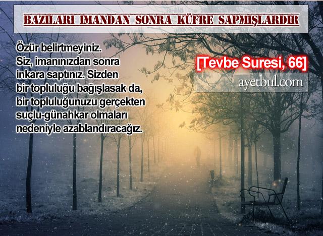 Bazıları imandan sonra küfre sapmışlardır. (Tevbe Suresi, 66)