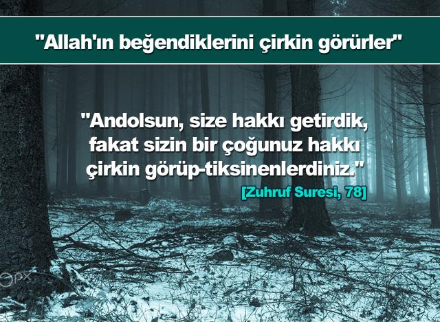 Allah'ın beğendiklerini çirkin görürler. (Zuhruf Suresi, 78)