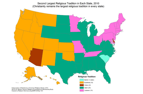 Islam in USA: The second-largest religion in each state