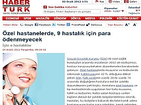 Özel hastanelerde, 9 hastalık için para ödenmeyecek