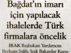 Bağdat'ın imarı için yapılacak ihalelerde Türk firmalara öncelik