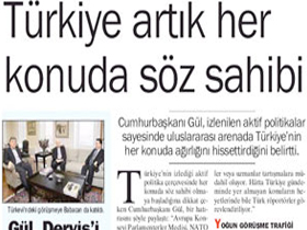 Türkiye artık her konuda söz sahibi