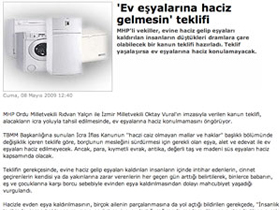 'EV EŞYALARINA HACİZ GELMESİN' TEKLİFİ