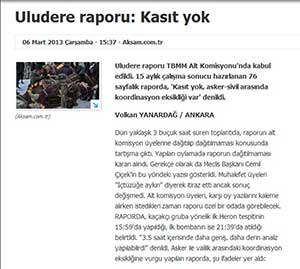 Uludere Raporu: Kasıt Yok