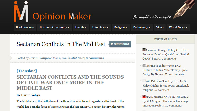 Sectarian Conflicts and the Sounds of Civil War once more in the Middle East || Opinion Maker