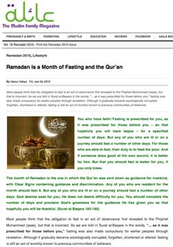 Ramadan Is a Month of Fasting and the Qur’an