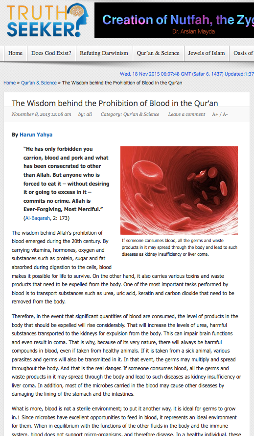 The Wisdom behind the Prohibition of Blood in the Qur’an