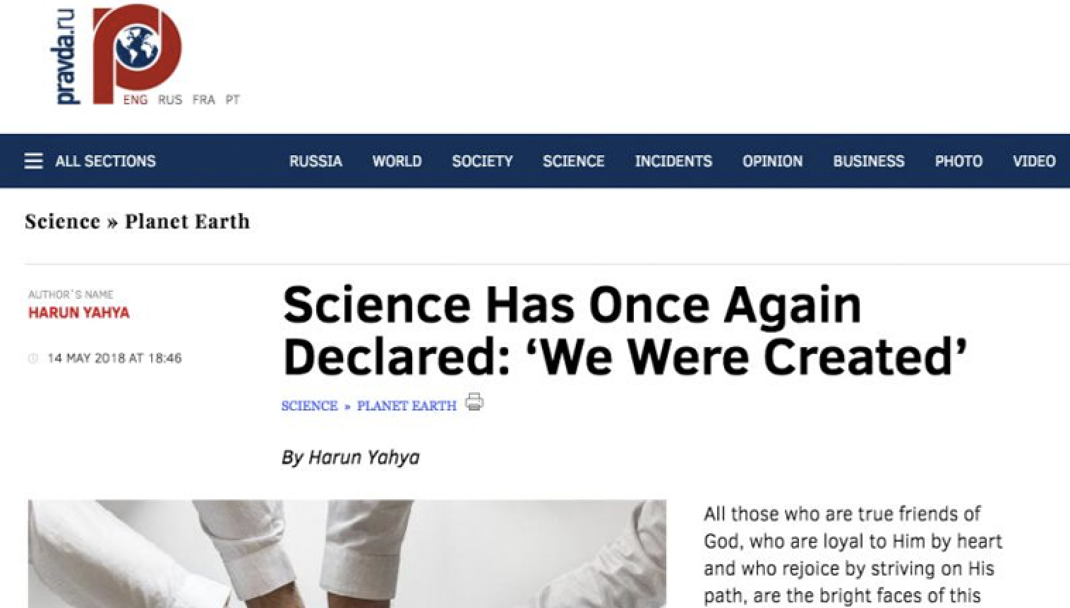 Science Has Once Again Declared: ‘We Were Created’