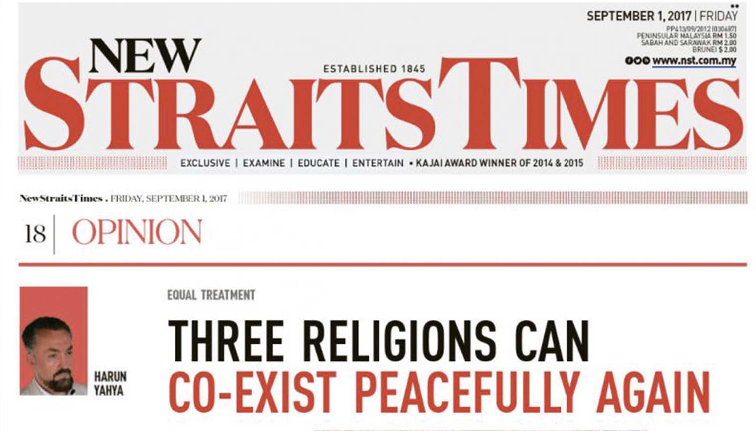 Three religions can co-exist peacefully again