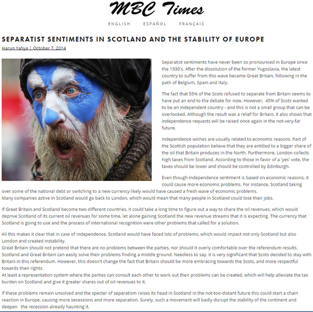 Separatist sentiments in Scotland and the stability of Europe
