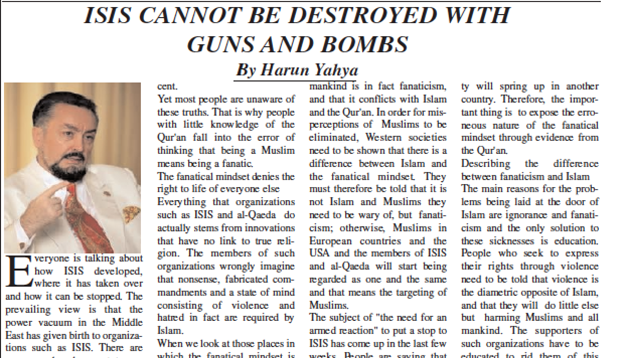 ISIS cannot be destroyed with guns and bombs 