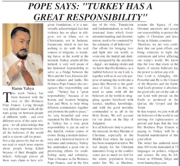 Barış ve Birlik için Çağrı: Papa’nın Türkiye Ziyareti