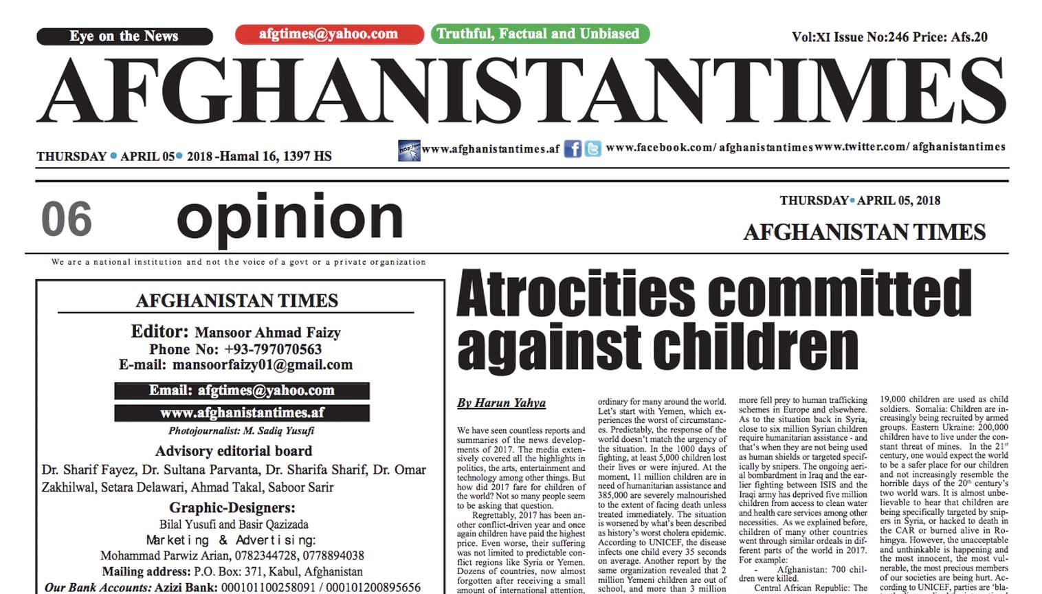 Atrocities committed against children