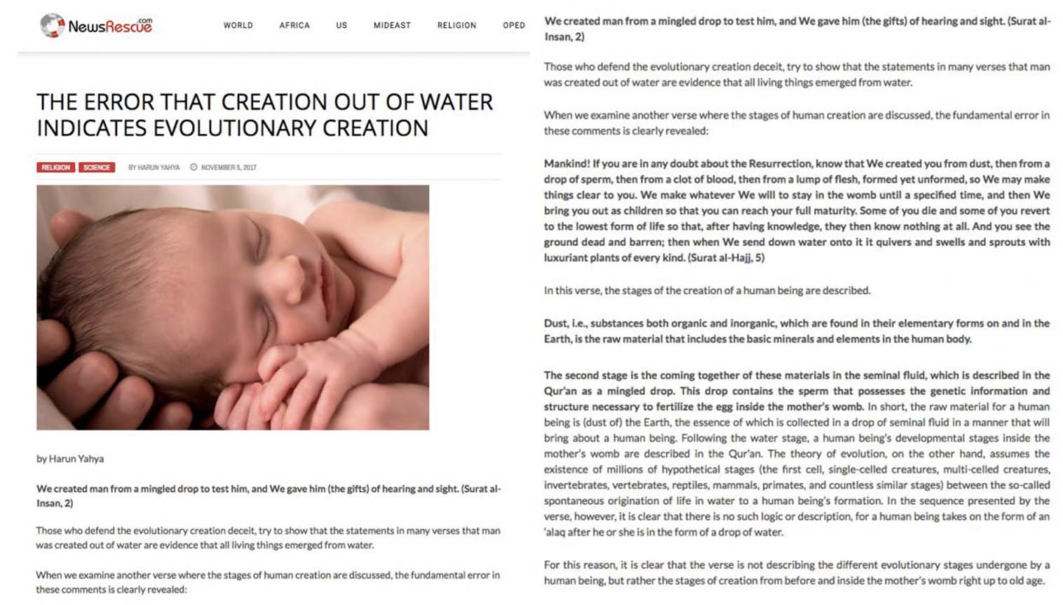 Sudan yaradılışın təkamülə dəlil olması yalanı