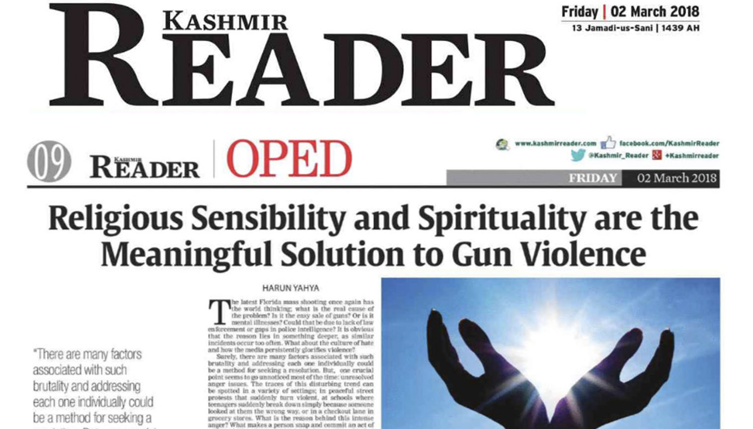 Silahlı saldırıları önlemek için kalıcı ve anlamlı çözüm manevi değerlerin güçlendirilmesi