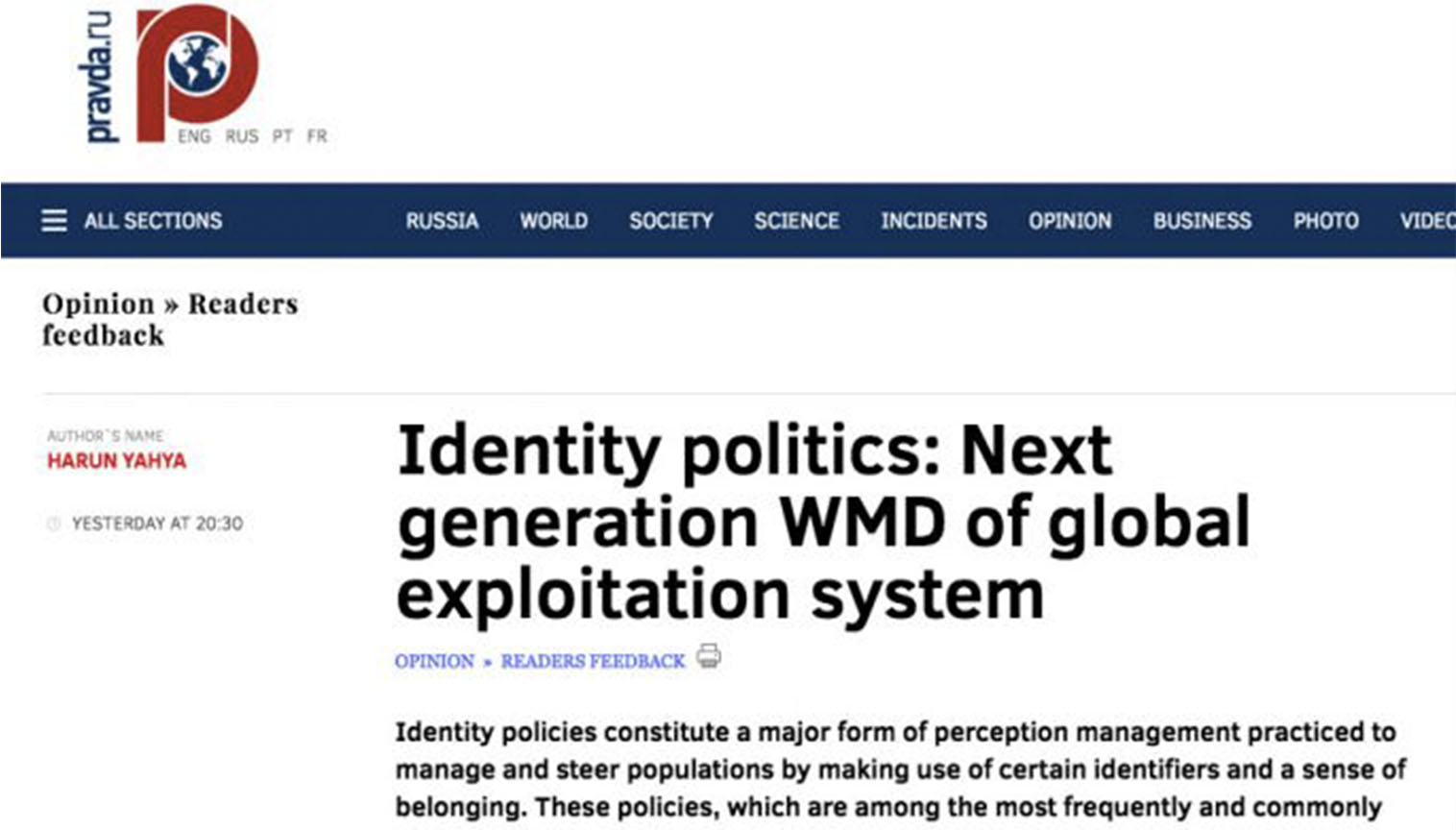 Identiteitspolitiek: De volgende generatie WMD van een wereldwijd exploitatiesysteem