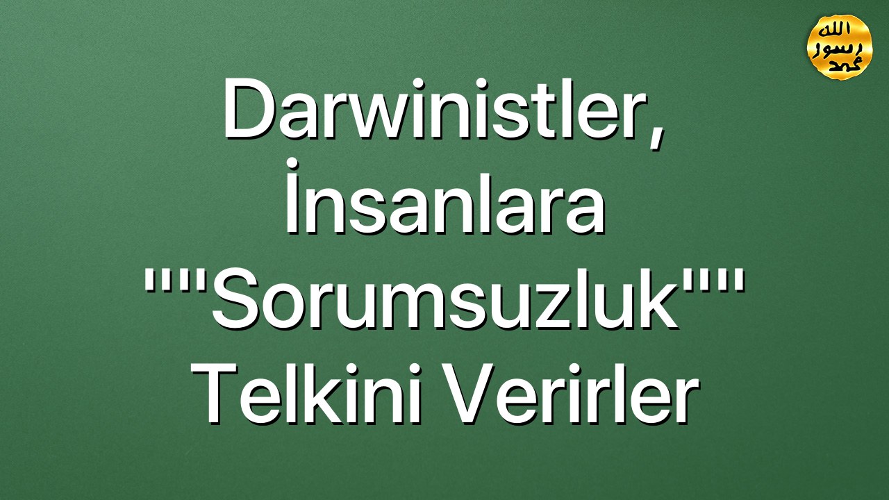 Darwinistler, İnsanlara ""Sorumsuzluk"" Telkini Verirler
