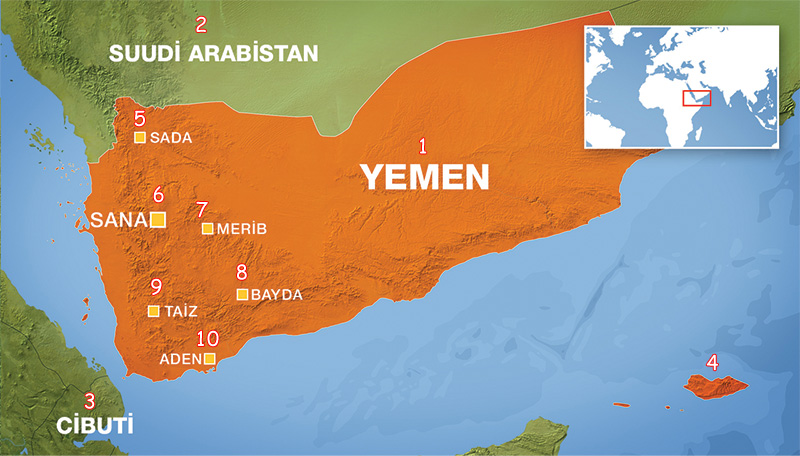 Yemen  Komsulari Haritasi