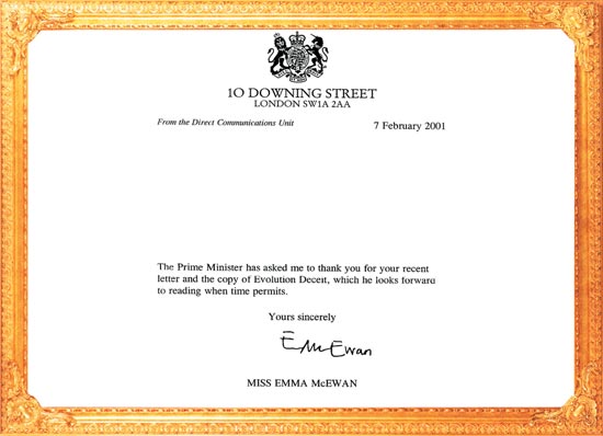 Letter to Prime Minister of Great Britain